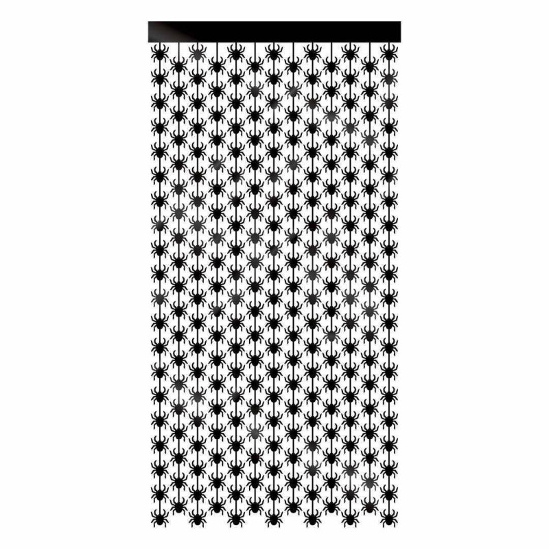 Rideau lamé de 2 mètres avec motif araignée noire halloween en vente pour décoration chez Be Happy Paris