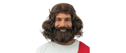 Perruque Jésus avec barbe et couronne épines pour adulte en vente à Be Happy Paris