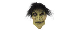 Masque sorcière verte avec cheveux noir pour adulte en vente chez Be Happy, vente masque halloween adulte