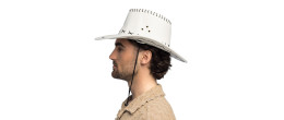 Chapeau cowboy blanc luxe en vente chez Be Happy