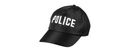Casquette police noire avec ecriture brodée en blanc, casquette réglable en vente chez Be Happy