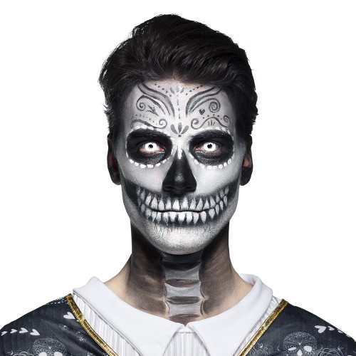 Paire de lentilles blanc UV (réagit à la lumière UV dans le noir et s'allume) en vente