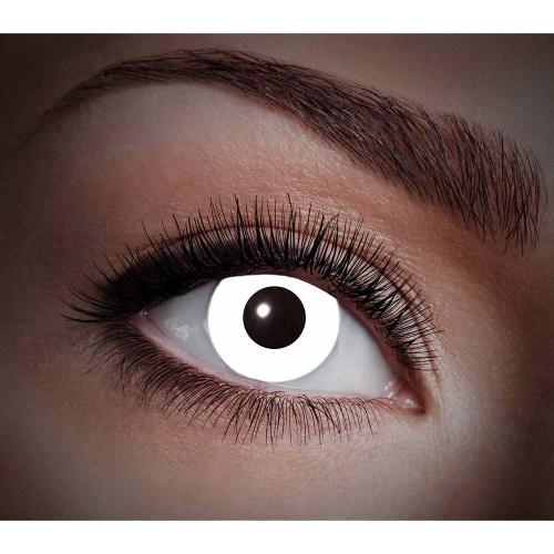 Paire de lentilles blanc UV (réagit à la lumière UV dans le noir et s'allume) en vente