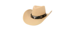 Chapeau de cowboy beige pour adulte en vente chez Be Happy, boutique déguisement cowboy luxe