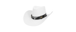 Chapeau de cowboy blanc pour adulte en vente chez Be Happy, boutique déguisement cowboy luxe