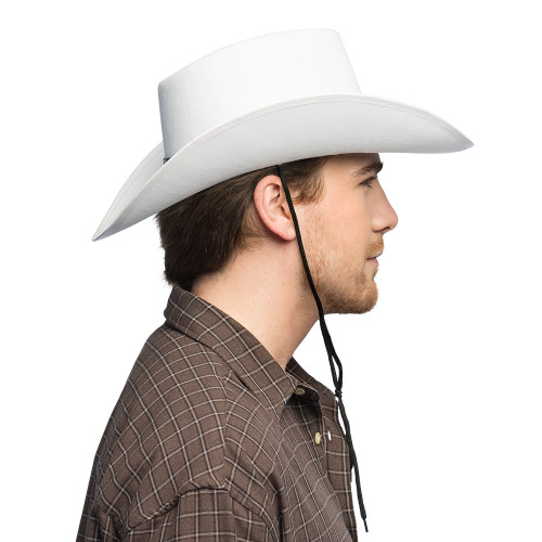 Chapeau de cowboy blanc pour adulte en vente chez Be Happy, boutique déguisement cowboy luxe