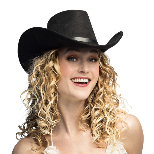Chapeau de cowboy Branco noir luxe pour adulte en vente chez Be Happy, boutique déguisement cowboy luxe