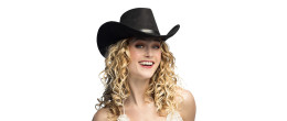 Chapeau de cowboy Branco noir luxe pour adulte en vente chez Be Happy, boutique déguisement cowboy luxe