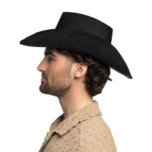 Chapeau de cowboy Branco noir luxe pour adulte en vente chez Be Happy, boutique déguisement cowboy luxe