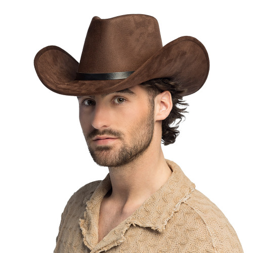 Chapeau de cowboy Branco marron luxe pour adulte en vente chez Be Happy, boutique déguisement cowboy luxe