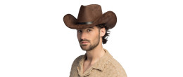 Chapeau de cowboy Branco marron luxe pour adulte en vente chez Be Happy, boutique déguisement cowboy luxe