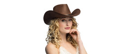 Chapeau de cowboy Branco marron luxe pour adulte en vente chez Be Happy, boutique déguisement cowboy luxe
