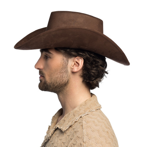 Chapeau de cowboy Branco marron luxe pour adulte en vente chez Be Happy, boutique déguisement cowboy luxe