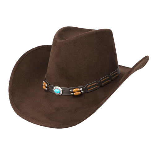 Chapeau de cowboy Brody marron luxe pour adulte en vente chez Be Happy, boutique déguisement cowboy luxe