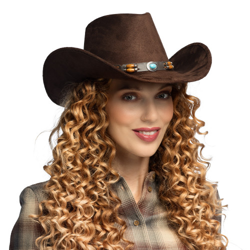 Chapeau de cowboy Brody marron luxe pour adulte en vente chez Be Happy, boutique déguisement cowboy luxe