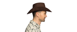 Chapeau de cowboy Brody marron luxe pour adulte en vente chez Be Happy, boutique déguisement cowboy luxe