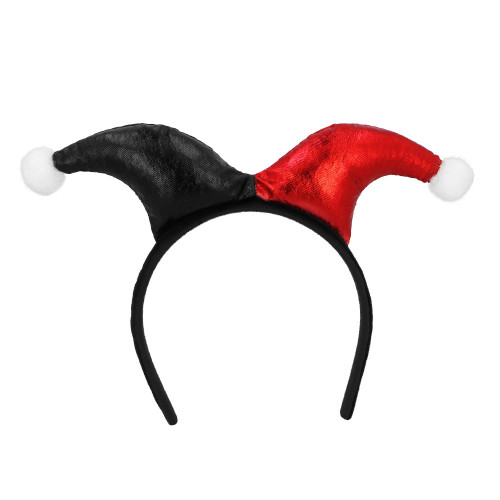 Set arlequin noir et rouge, Harley Quinn avec serre tête et masque en vente chez Be Happy.