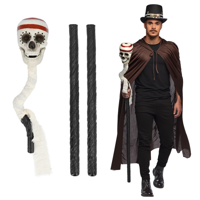 Sceptre, canne baton tête de mort de 150cm halloween en vente chez Be Happy