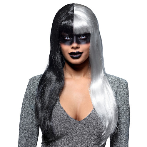 Perruque evil temptress, cruella luxe longue pour adulte en vente chez Be Happy à Paris.