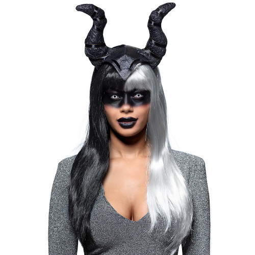 Perruque evil temptress, cruella luxe longue pour adulte en vente chez Be Happy à Paris.