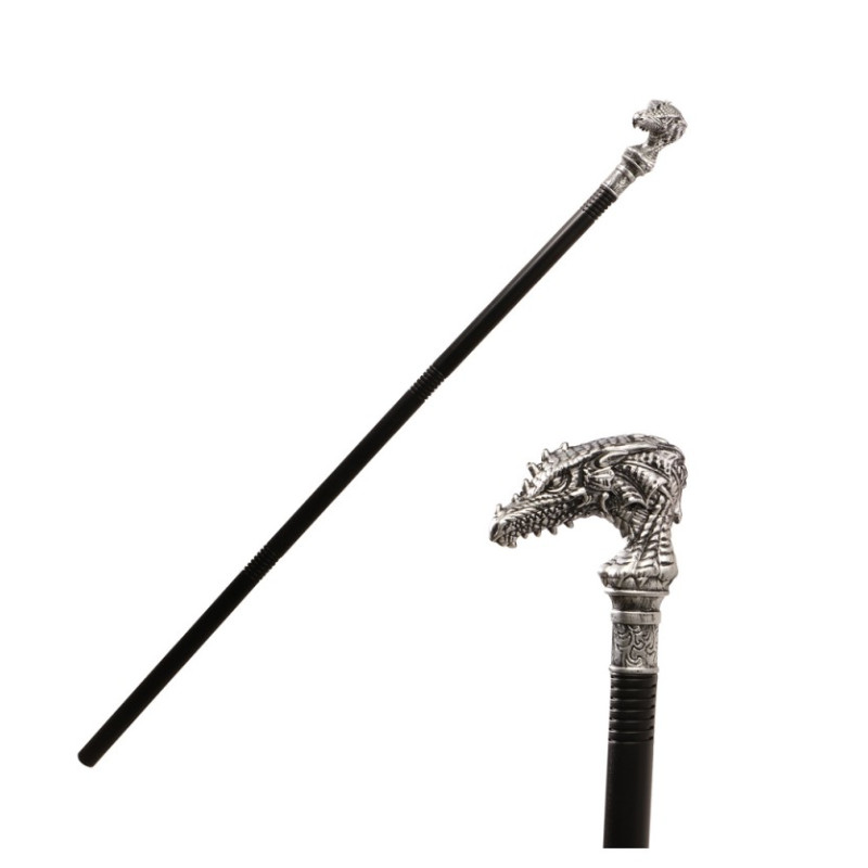 Canne dragon argentée