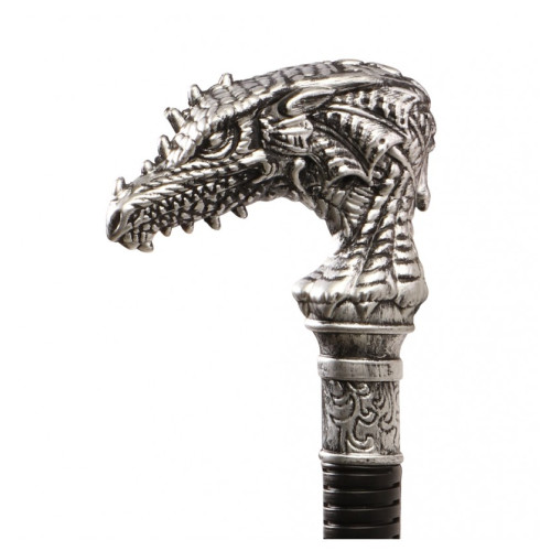 Canne dragon argentée