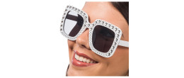 Lunettes blanche disco à strass diamant en vente à Paris chez Be Happy
