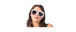 Lunettes blanche disco à strass diamant en vente à Paris chez Be Happy