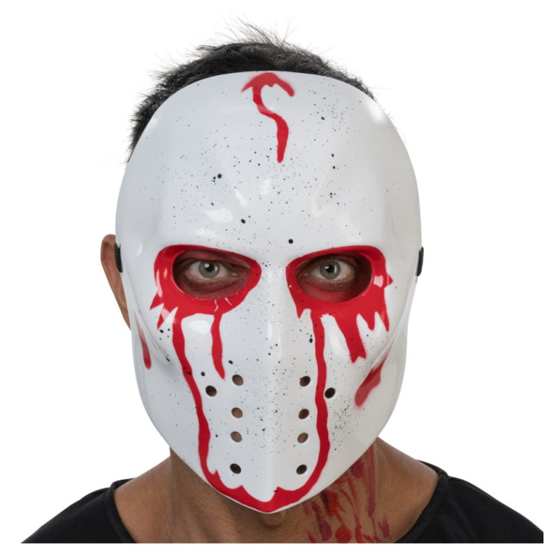 Masque de hockey killer luxe ensanglanté pour halloween adulte en vente à Paris chez Be Happy