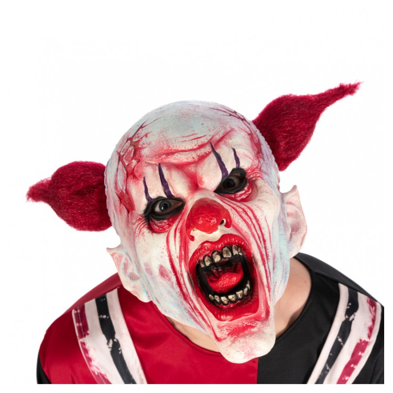 Masque de clown intégral en latex avec cheveux pour adulte en vente chez Be Happy, Paris