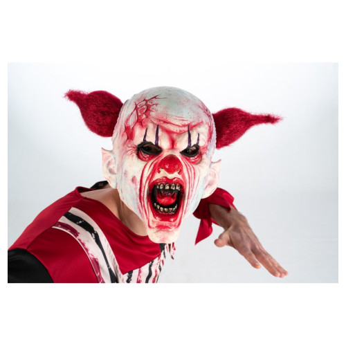 Masque de clown intégral en latex avec cheveux pour adulte en vente chez Be Happy, Paris