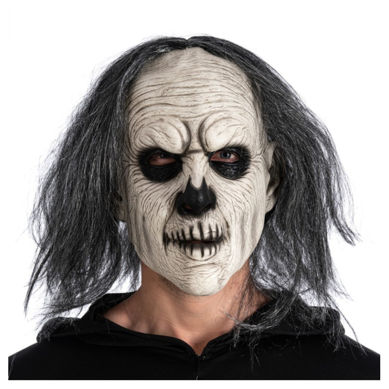 Masque halloween creepy man avec cheveux en vente chez Be Happy à Paris