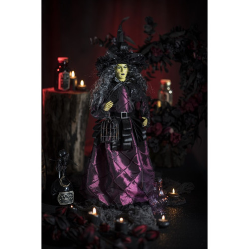 Décoration sorcière robe violette 62cm