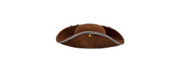 Chapeau tricorne luxe couleur marron pour homme et femme avec boutons en métal et galon argenté en vente à Be Happy à Paris