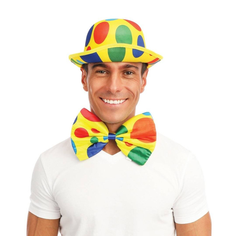 Chapeau melon de clown multicolore luxe pour adulte en vente chez Be Happy à Paris