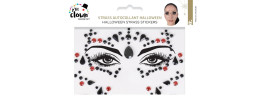 Maquillage strass halloween pour visage complet dia de los muertos, festival diamants en vente chez Be Happy