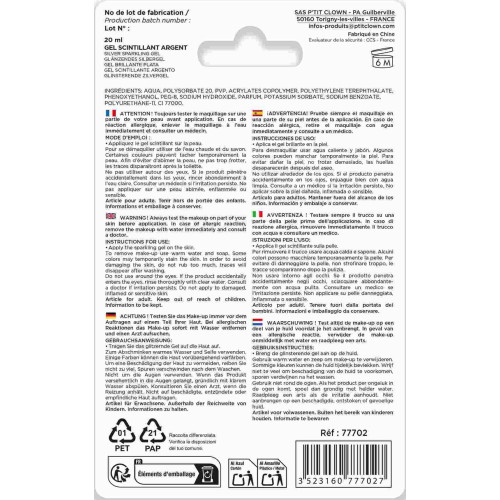 Tube paillettes argent gel