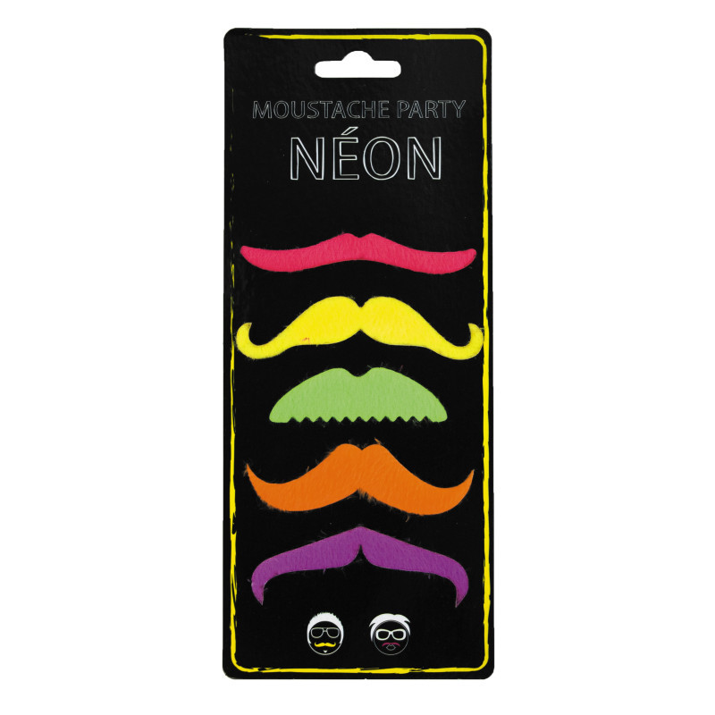 Lot de 5 moustaches fluos