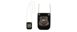 Collier badge insigne police luxe en métal en vente chez Be Happy pour compléter un déguisement de policier.