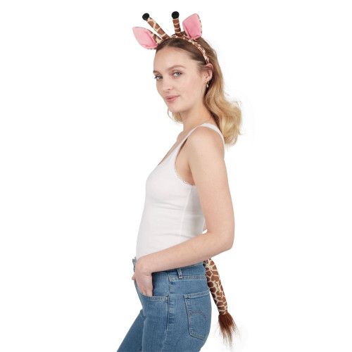 Set d'animaux girafe avec serre-tête et queue en vente chez Be Happy.