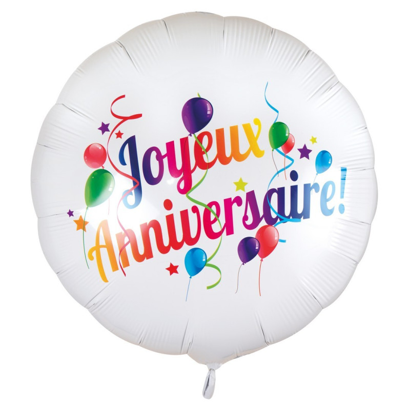 Ballon aluminium Joyeux Anniversaire de 40cm à hélium en vente chez Be Happy à Paris