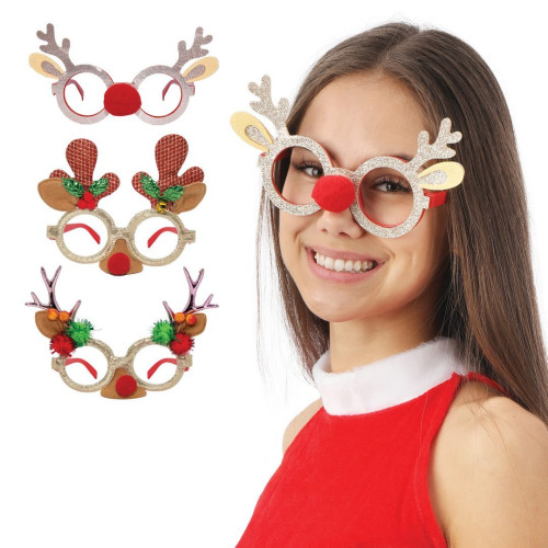 Lunettes festif spécial renne Noël pour adulte et enfant en vente chez Be Happy. Boutique de cadeau et déguisement