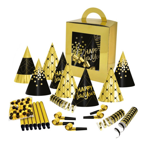 Cotillons "Happy New Year" noir or X10