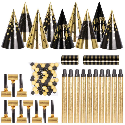 Cotillons "Happy New Year" noir or X10