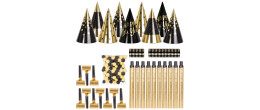Cotillons "Happy New Year" noir et or pour 10 personnes en vente chez Be Happy.