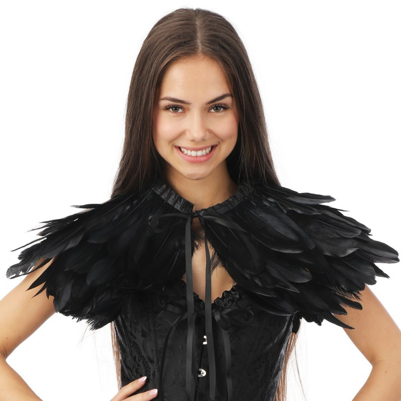 Cape gothique plumes noire