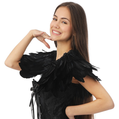 Cape gothique plumes noire