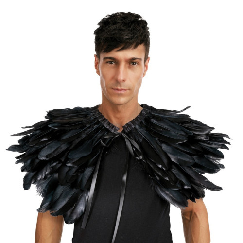 Cape gothique plumes noire