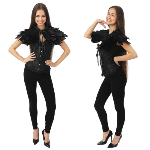 Cape gothique plumes noire