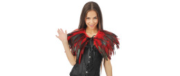 Cape épaulette gothique en vraie plumes rouge en vente chez Be Happy à Paris et en ligne.